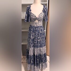 Abercrombie & Fitch size S twist front tiered maxi dress cotton